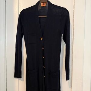 Tory Burch Navy Longline Cardigan